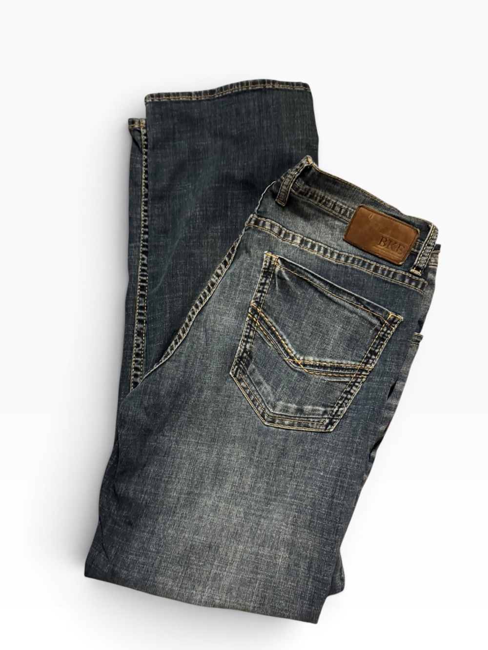 BKE Mens Dark Wash Straight-Leg Jeans - Blue